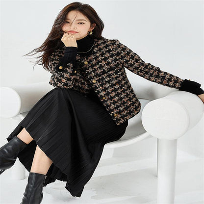 Classic Velvet Small Plaid Tweed Short Coat winter clothes for women