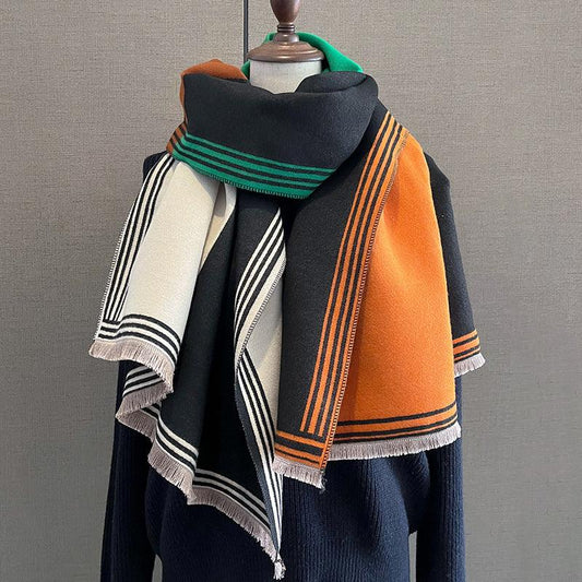 Color Matching Cashmere Thickened Scarf For Women scarves, Shawls & Hats