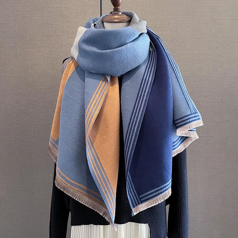 Color Matching Cashmere Thickened Scarf For Women scarves, Shawls & Hats