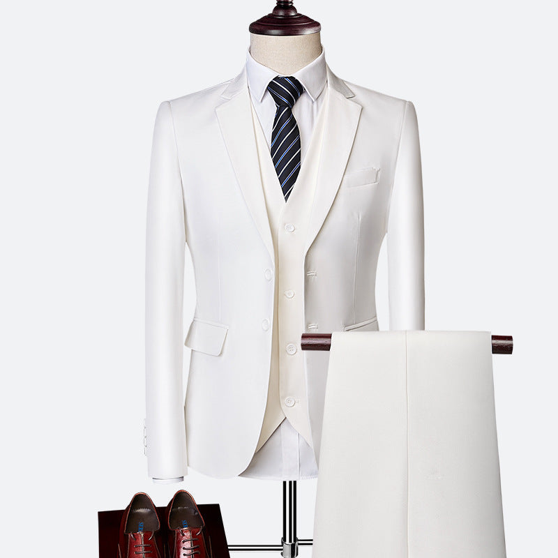 Men's Suit Three-piece Suit British Slim-fitting Wedding Dress Multicolor Plus Size apparels & accessories