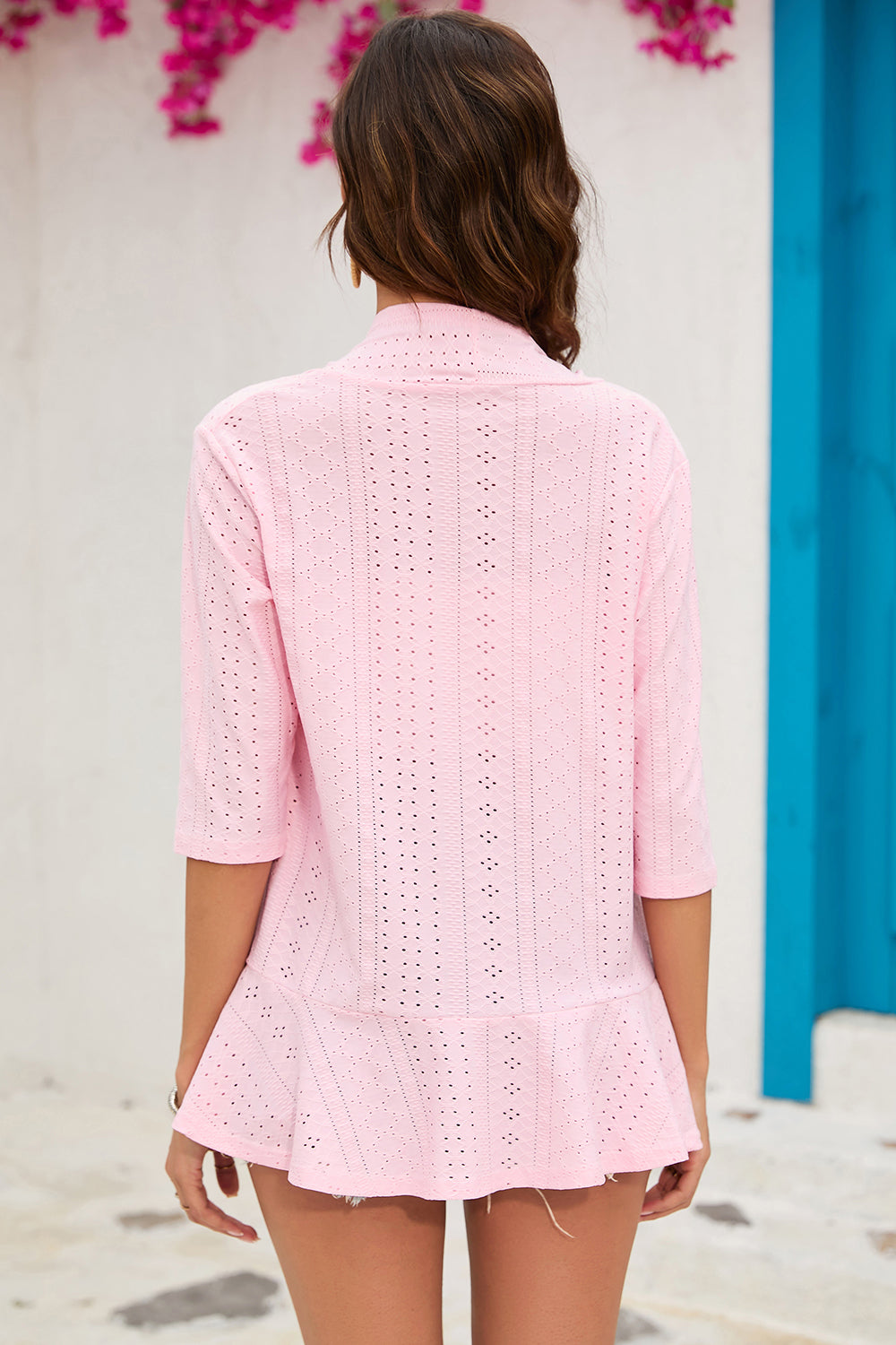 Eyelet Open Front Cardigan apparel & accessories