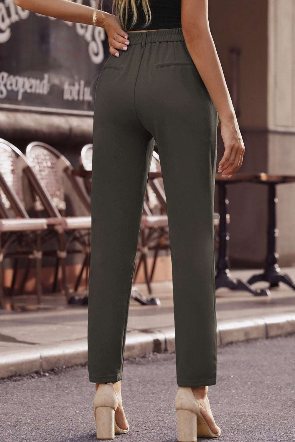 Ankle-Length Straight Leg Pants with Pockets apparel & accessories