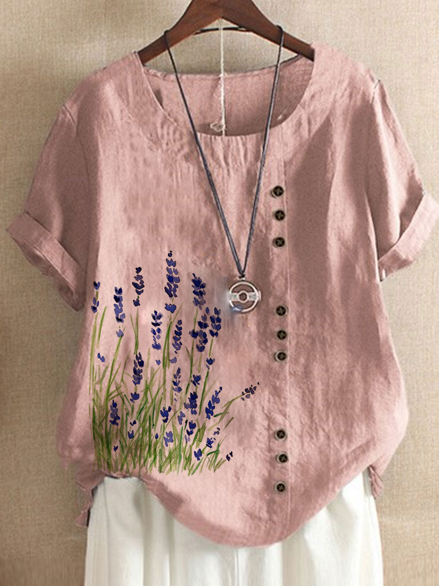 Temperament Commuter Printing Fringe Short Sleeve Pullover Flowers apparel & accessories