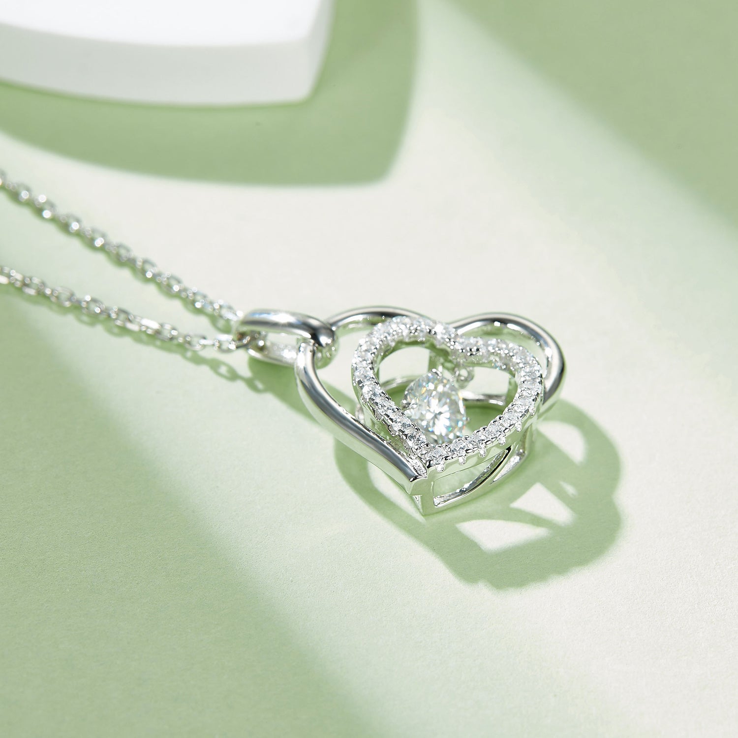 Moissanite 925 Sterling Silver Heart Necklace apparel & accessories