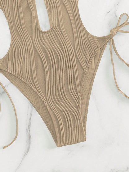 Textured Cutout Tied One-Piece Swimwear apparel & accessories