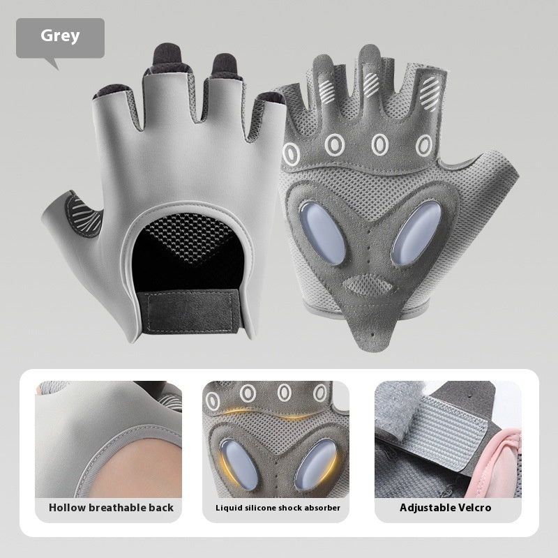 Women's Half Finger Training Thickened Liquid Silicone Fitness Gloves apparels & accessories