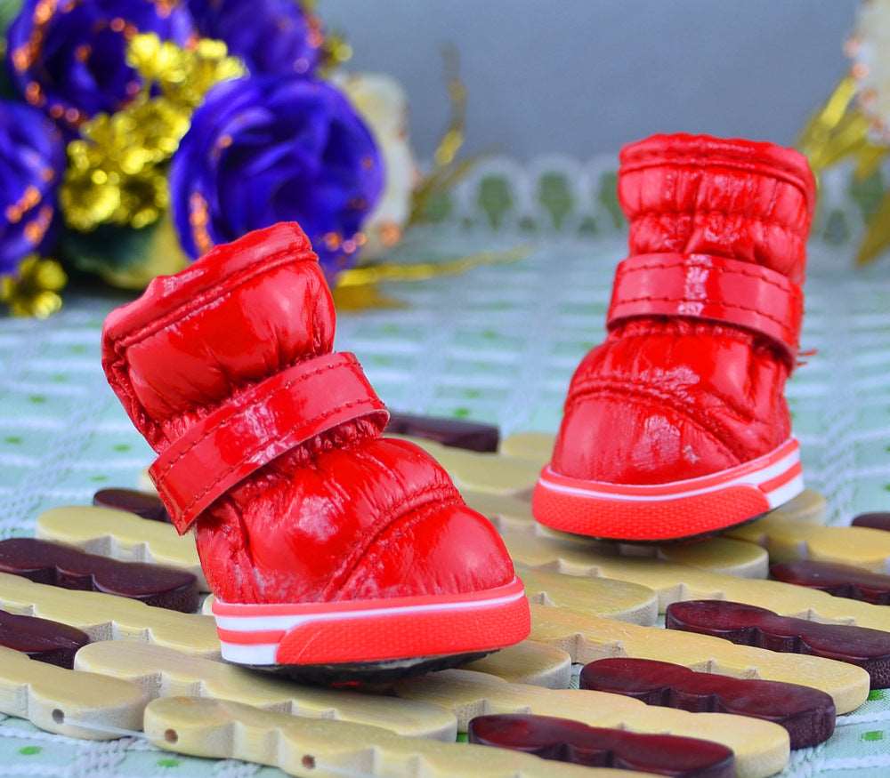 PU Warm Pet Dog Shoes In Winter pet cloths