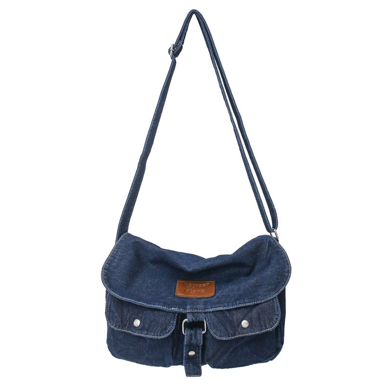 Pure Color Washed Denim Canvas Bag apparel & accessories