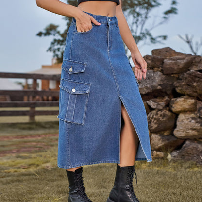 Women's Denim Cargo Pants Casual Skirt apparels & accessories