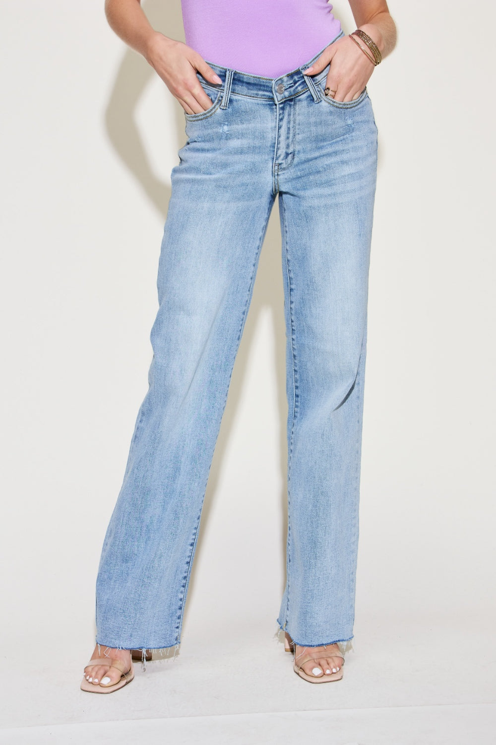 Judy Blue Full Size V Front Waistband Straight Jeans apparel & accessories