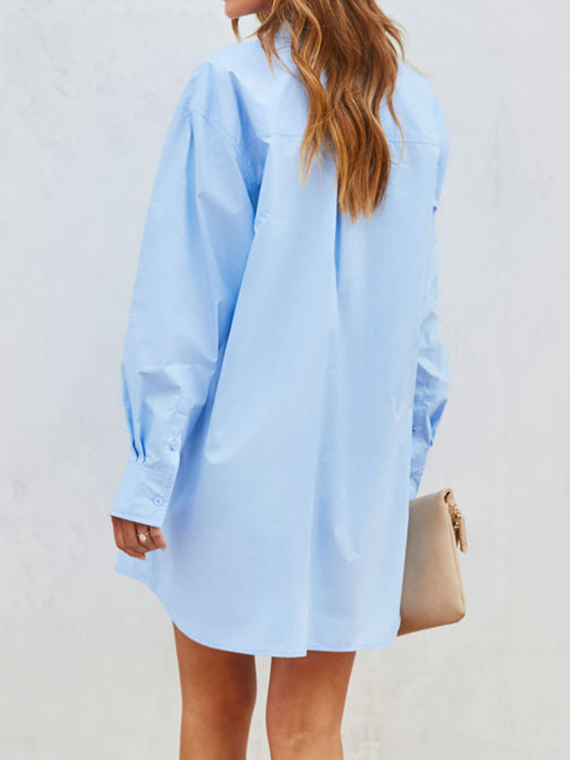 Button Up Long Sleeve Mini Shirt Dress apparel & accessories