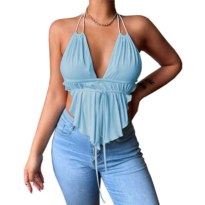 Low-cut V-neck Hanging Suspender Top Temperament Strapless Backless Vest apparels & accessories