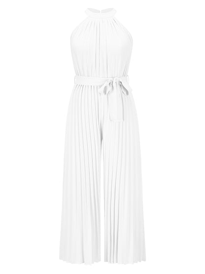 Cutout Tied Pleated Sleeveless Jumpsuit Dresses & Tops