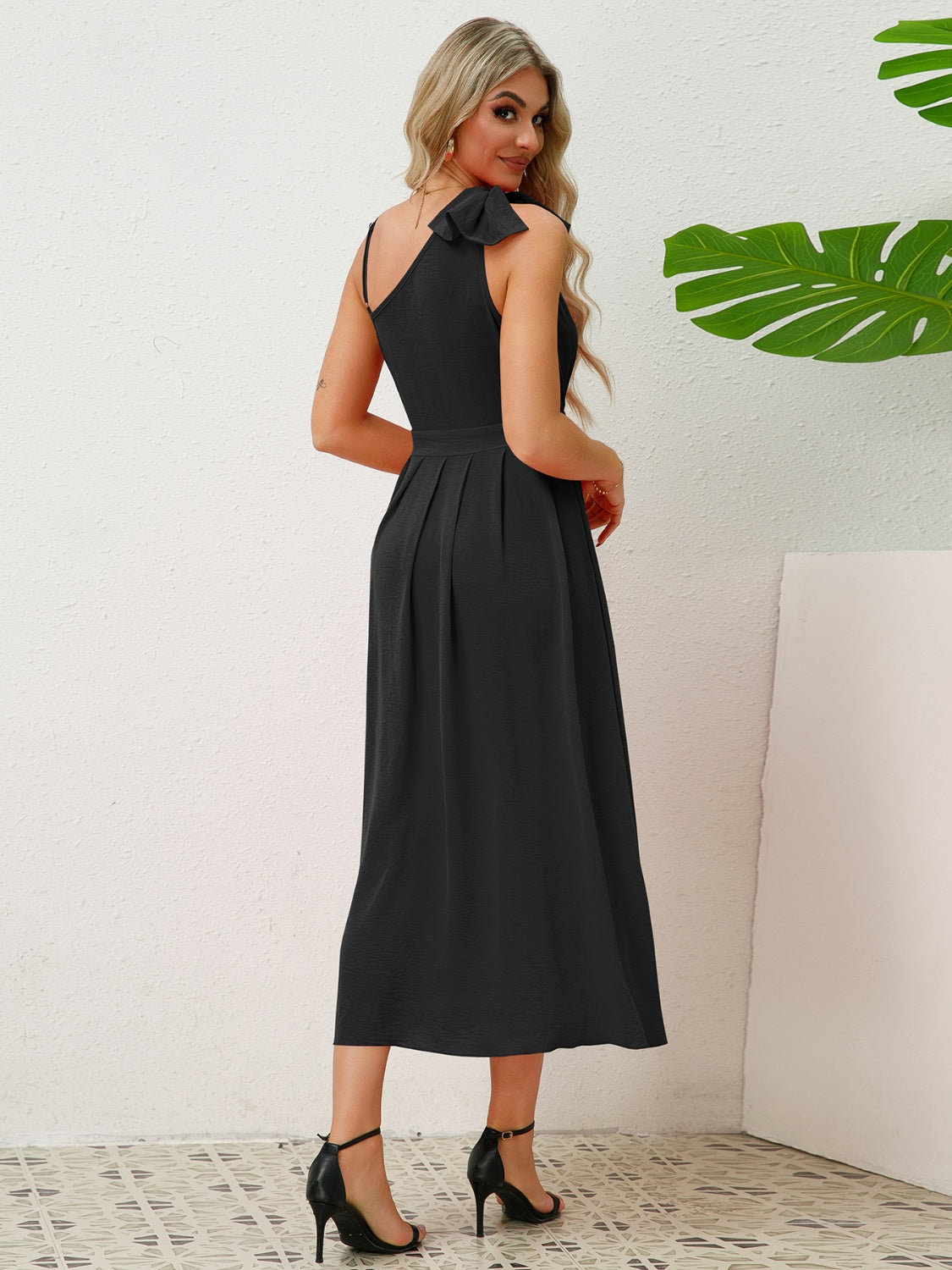 Bow Asymmetrical Neck Sleeveless Dress Dresses & Tops