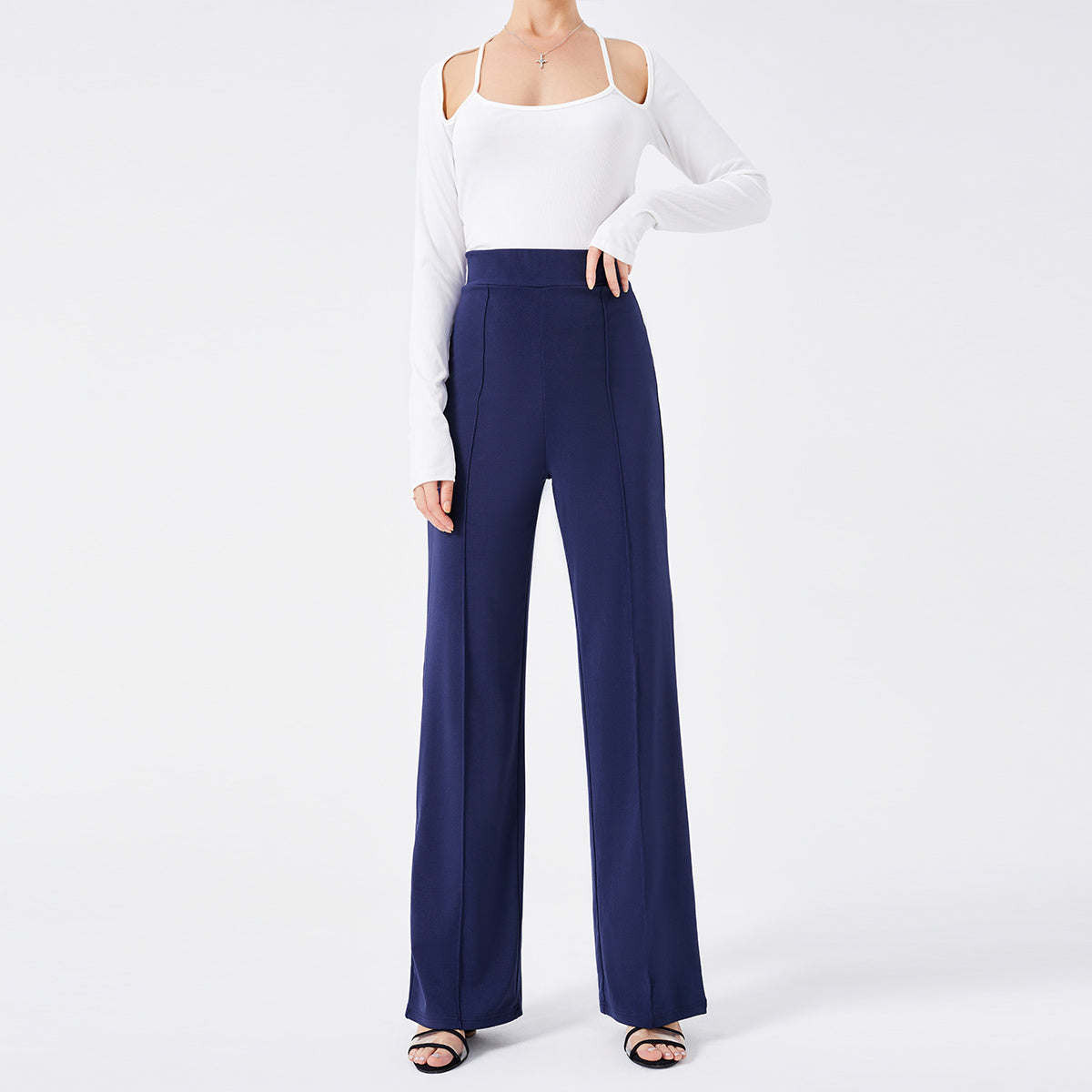 Solid Color Casual Pants Slim, High-waisted Bell Bottoms apparels & accessories