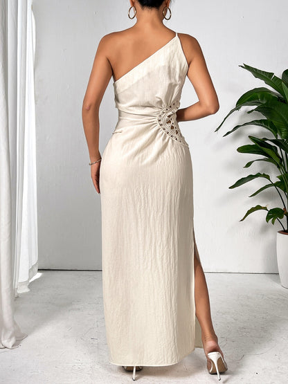 Slit One Shoulder Sleeveless Maxi Dress Dresses & Tops