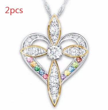 Fashion Love Heart Shaped Cross Pendant Jewelry