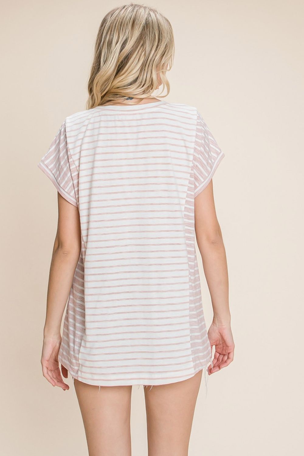 Cotton Bleu by Nu Label Striped Short Sleeve T-Shirt Dresses & Tops