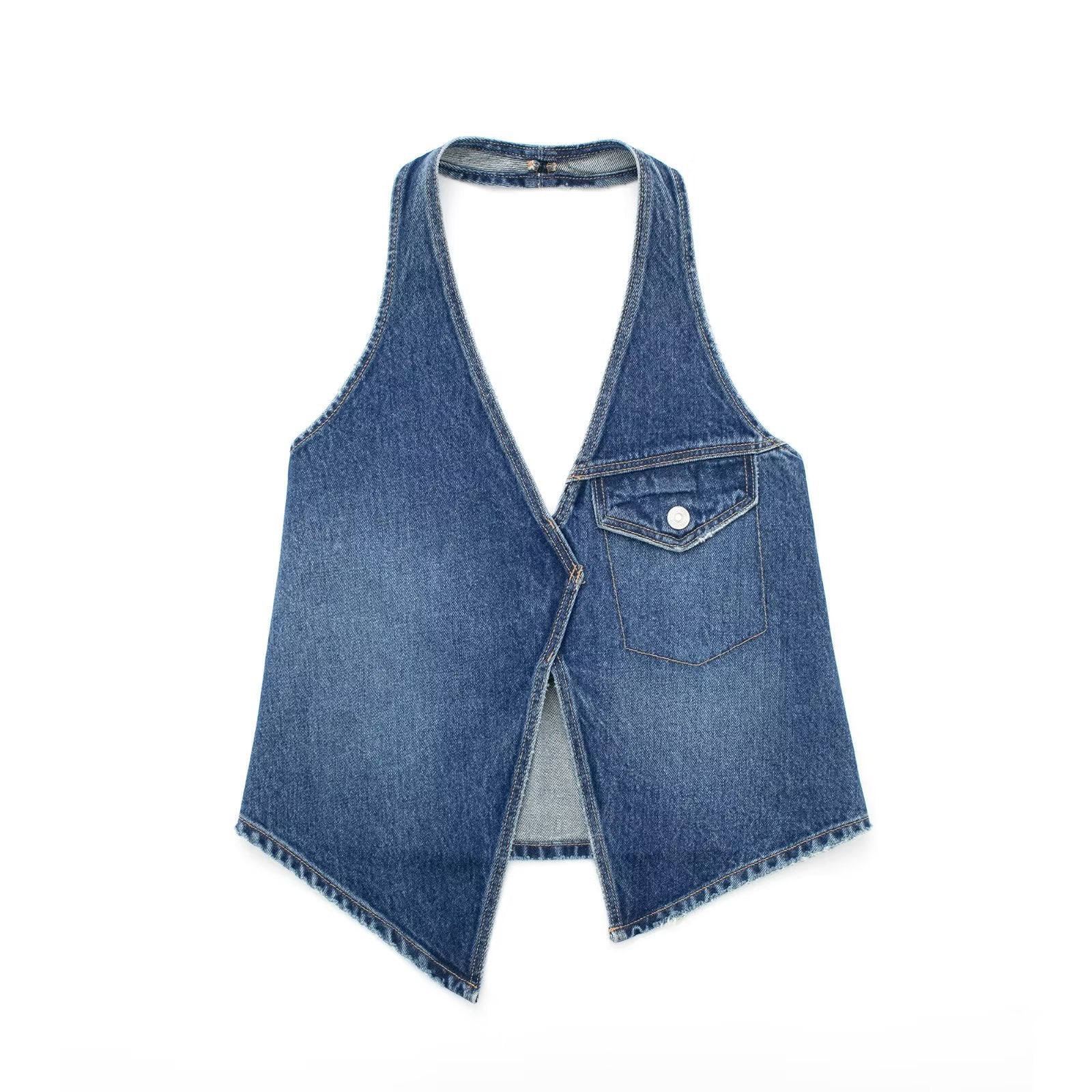 Women's Collar Denim Top Mid Waist apparel & accessories