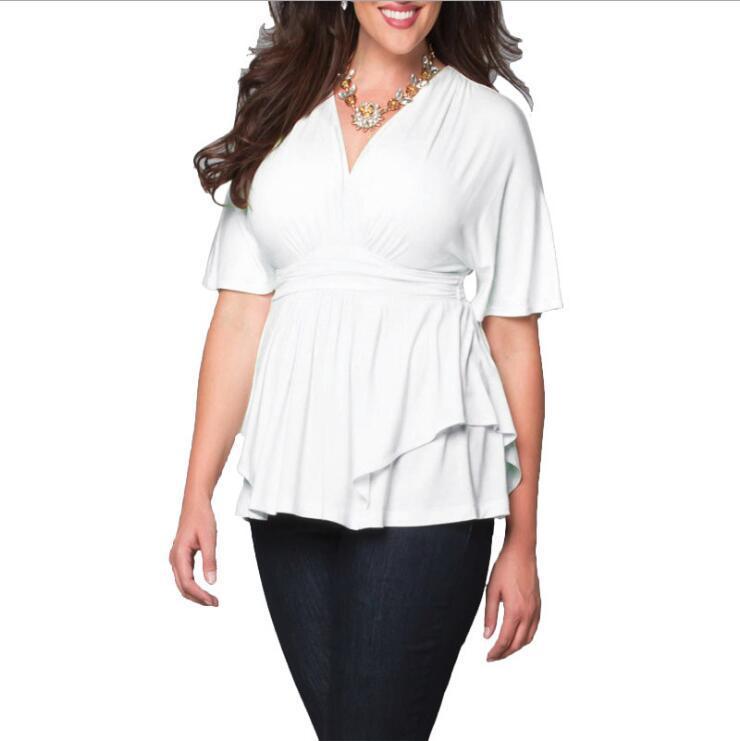 V Solid Color Women's Plus Size Dresses & Tops