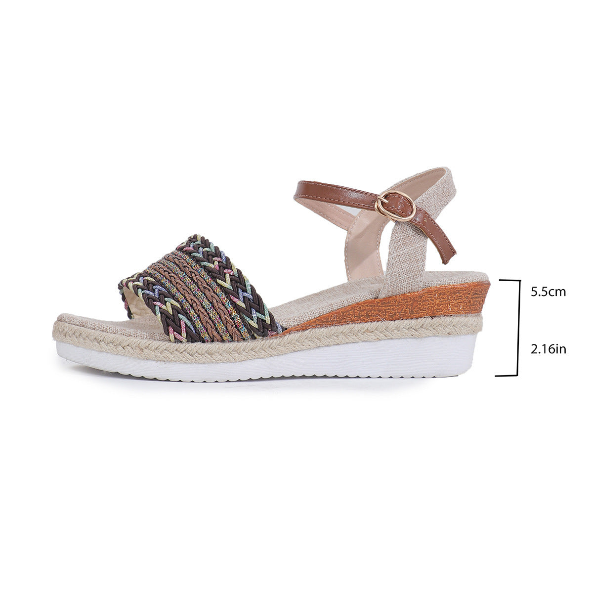 Ethnic Style One Strap Sandals Platform Wedge Buckle Plus Size Shoes & Bags