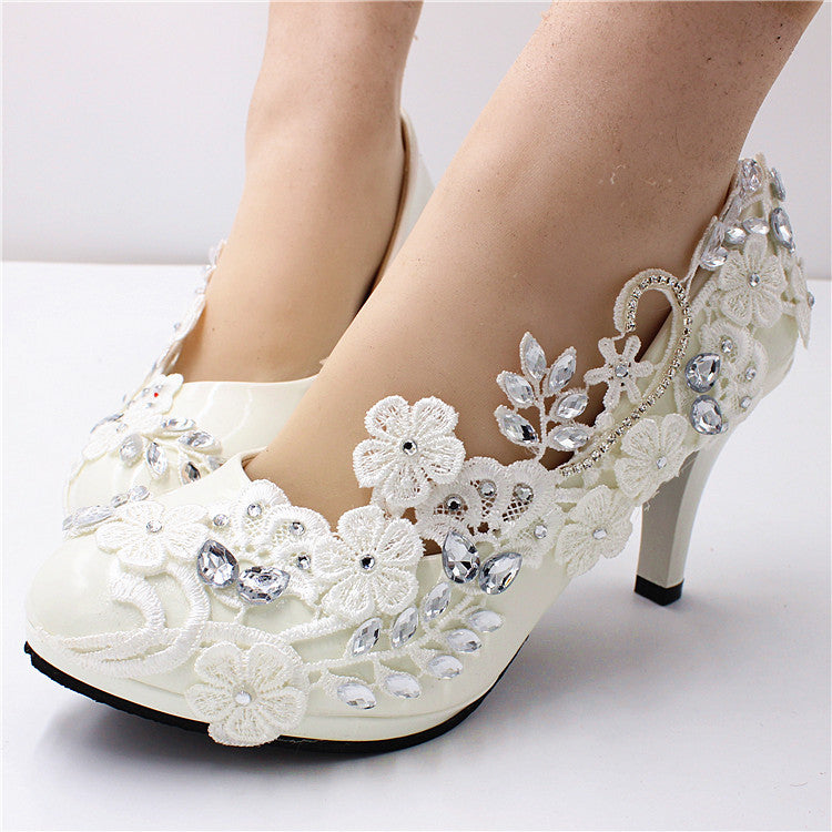 Oversized Women's White Wedding Shoes Shoes & Bags