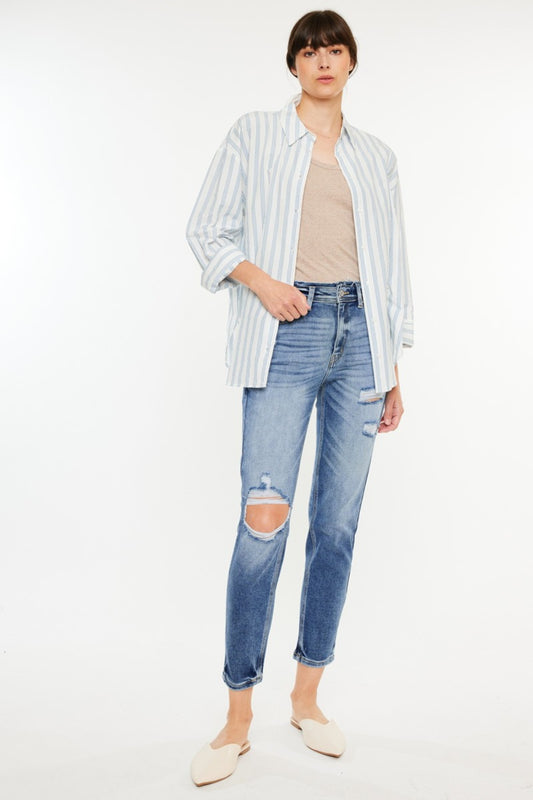 Kancan High Rise Distressed Mom Jeans Bottom wear