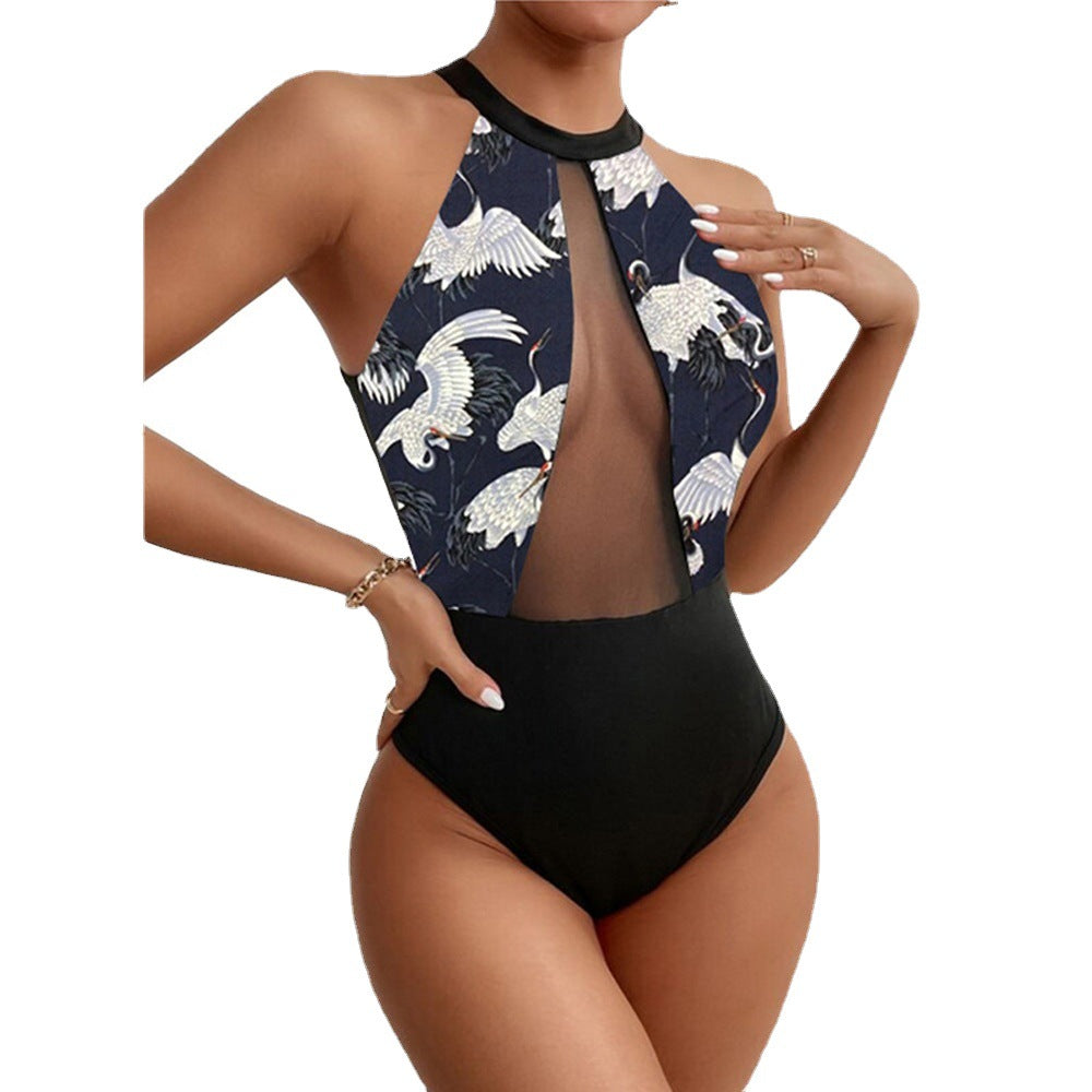 Women's Turtleneck Backless One Piece Swimsuit apparel & accessories