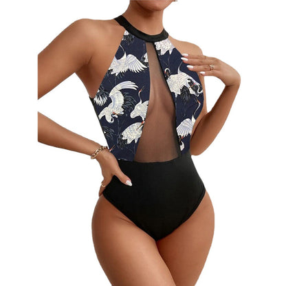 Women's Turtleneck Backless One Piece Swimsuit apparel & accessories