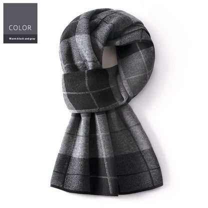 Wool Scarf Men's Winter Plaid Double-sided Scarf Men's Scarves