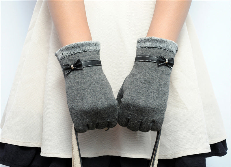 Warm And Lovely Touch-screen Bowknot Ladies Gloves apparels & accessories