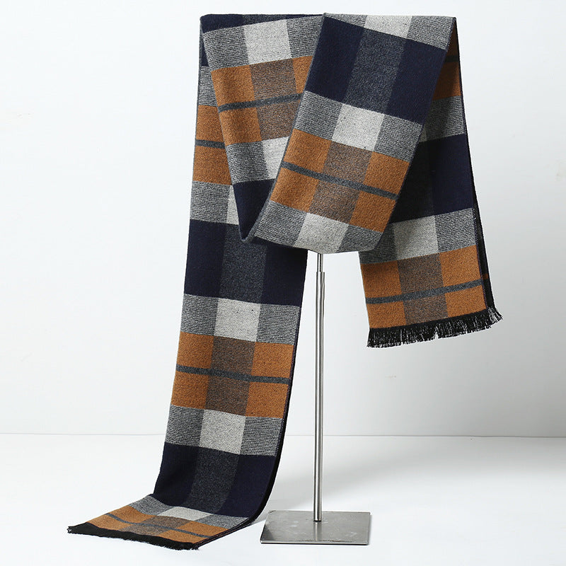 Simple Plaid Warm Keeping Artificial Cashmere Scarf Men's Scarves