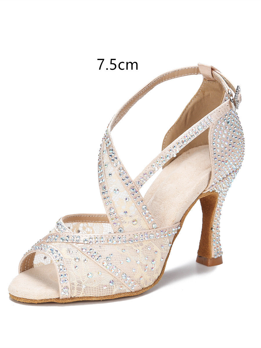 Diamond-embedded Latin Dancing Shoes Women's Adult Shoes & Bags