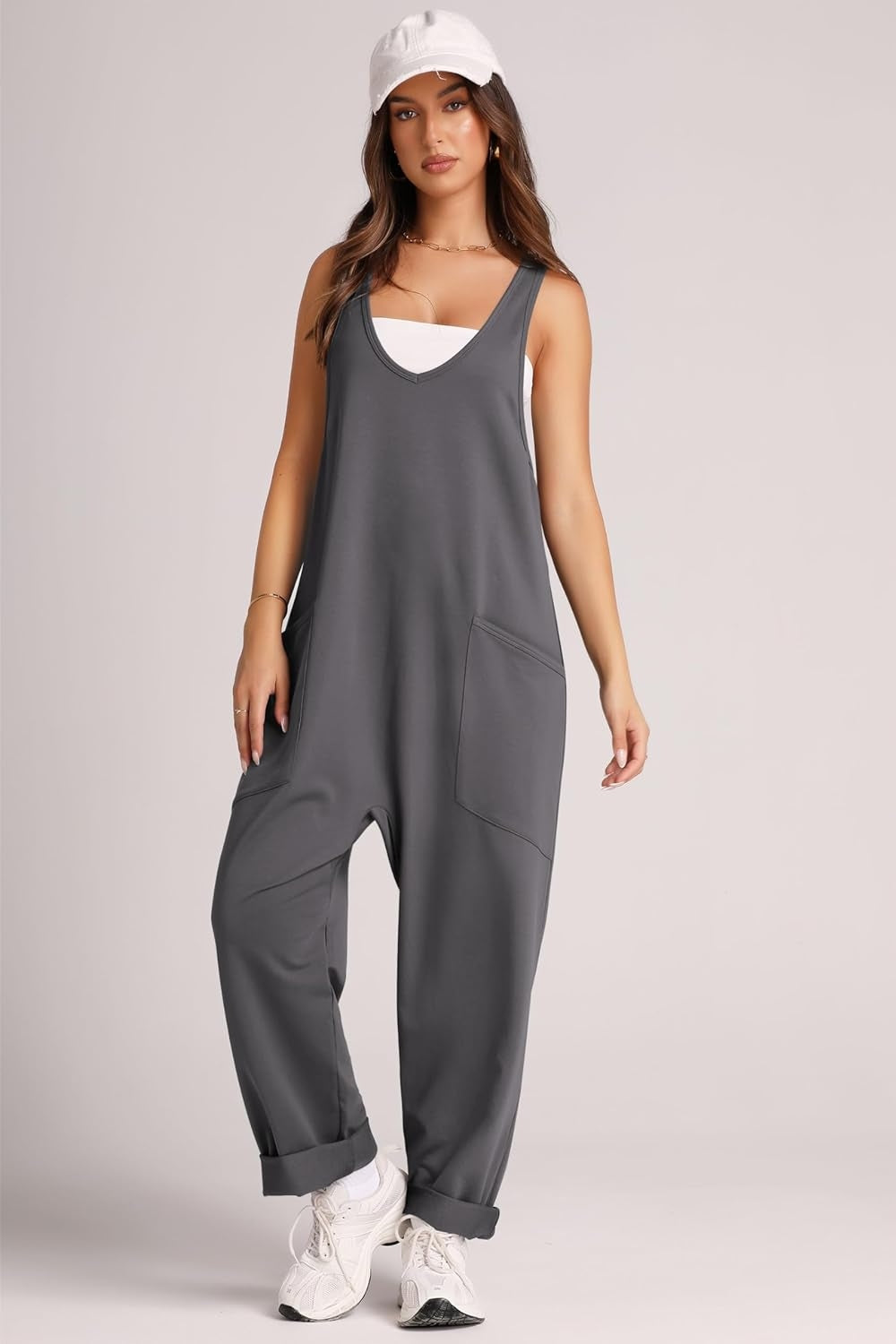 Wide Strap Jumpsuit with Pockets Bottom wear