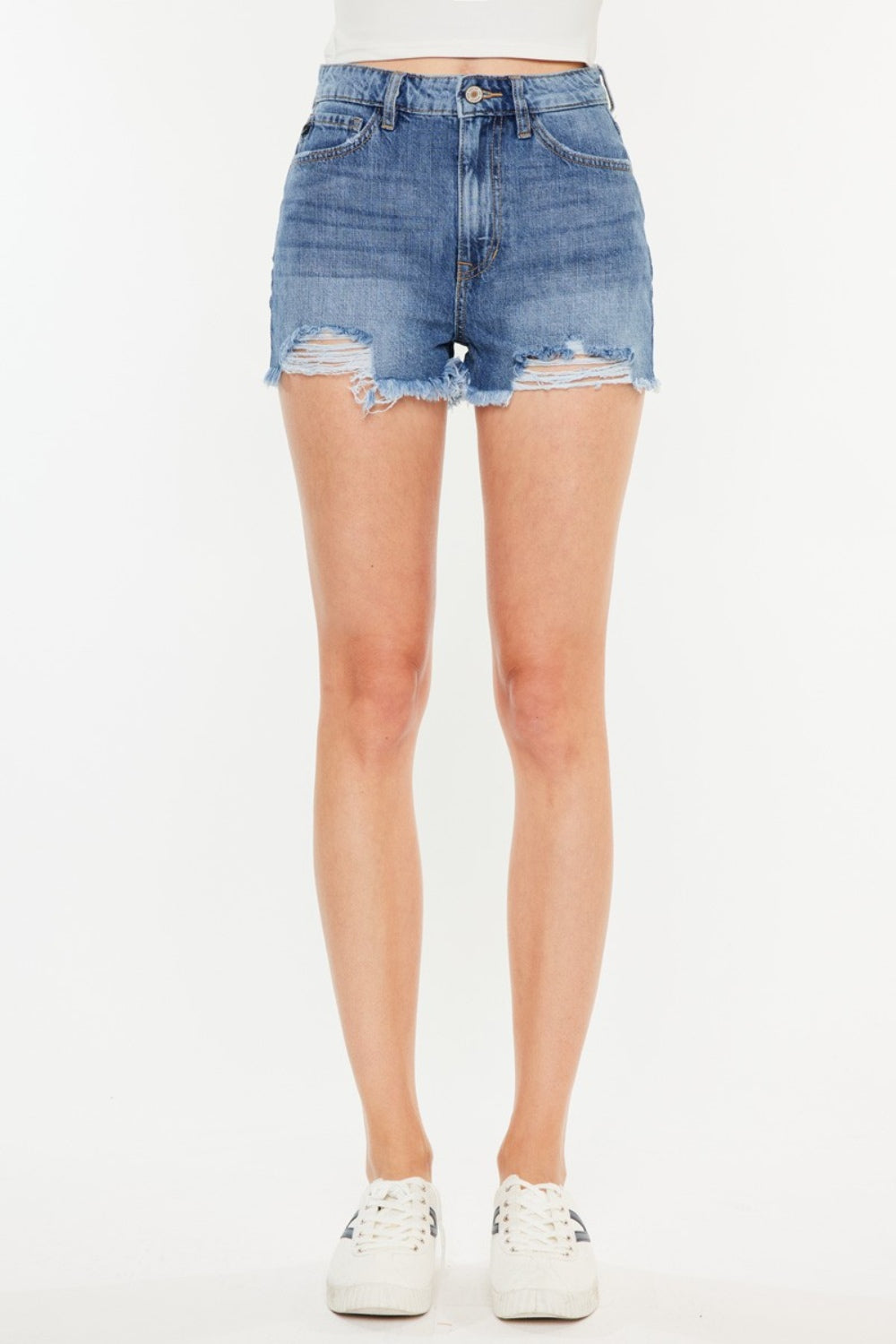 Kancan Distressed Raw Hem High Waist Denim Shorts Bottom wear