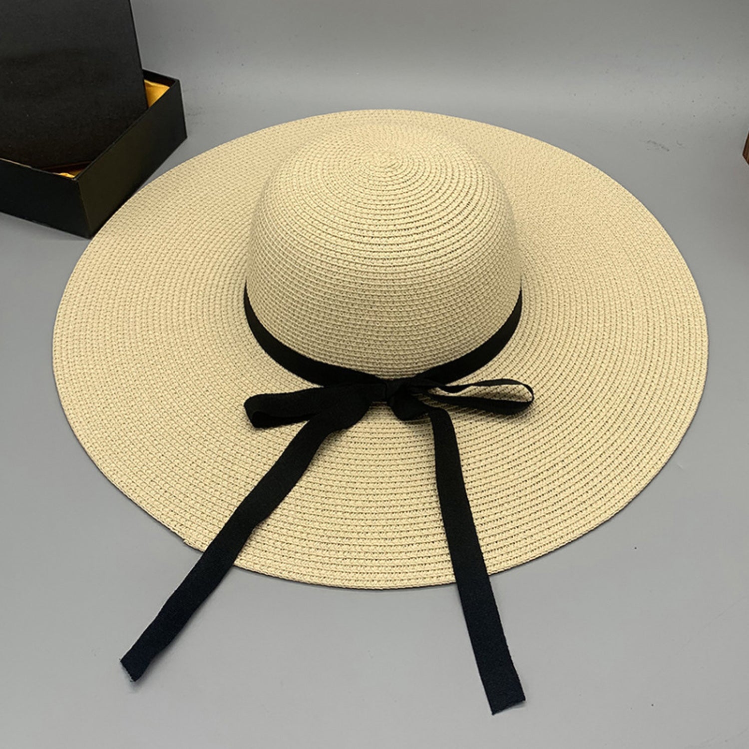 Bow Paper Braided Wide Brim Hat Accessories for women