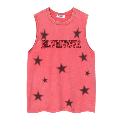 Five-pointed Star Washed Old Loose Vest For Men apparel & accessories