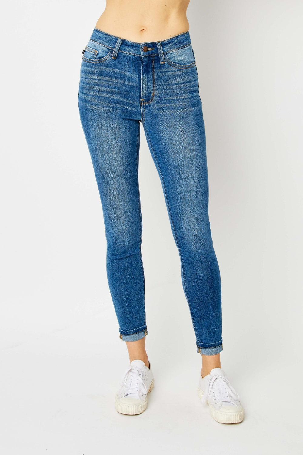 Judy Blue Cuffed Hem Low Waist Skinny Jeans Bottom wear