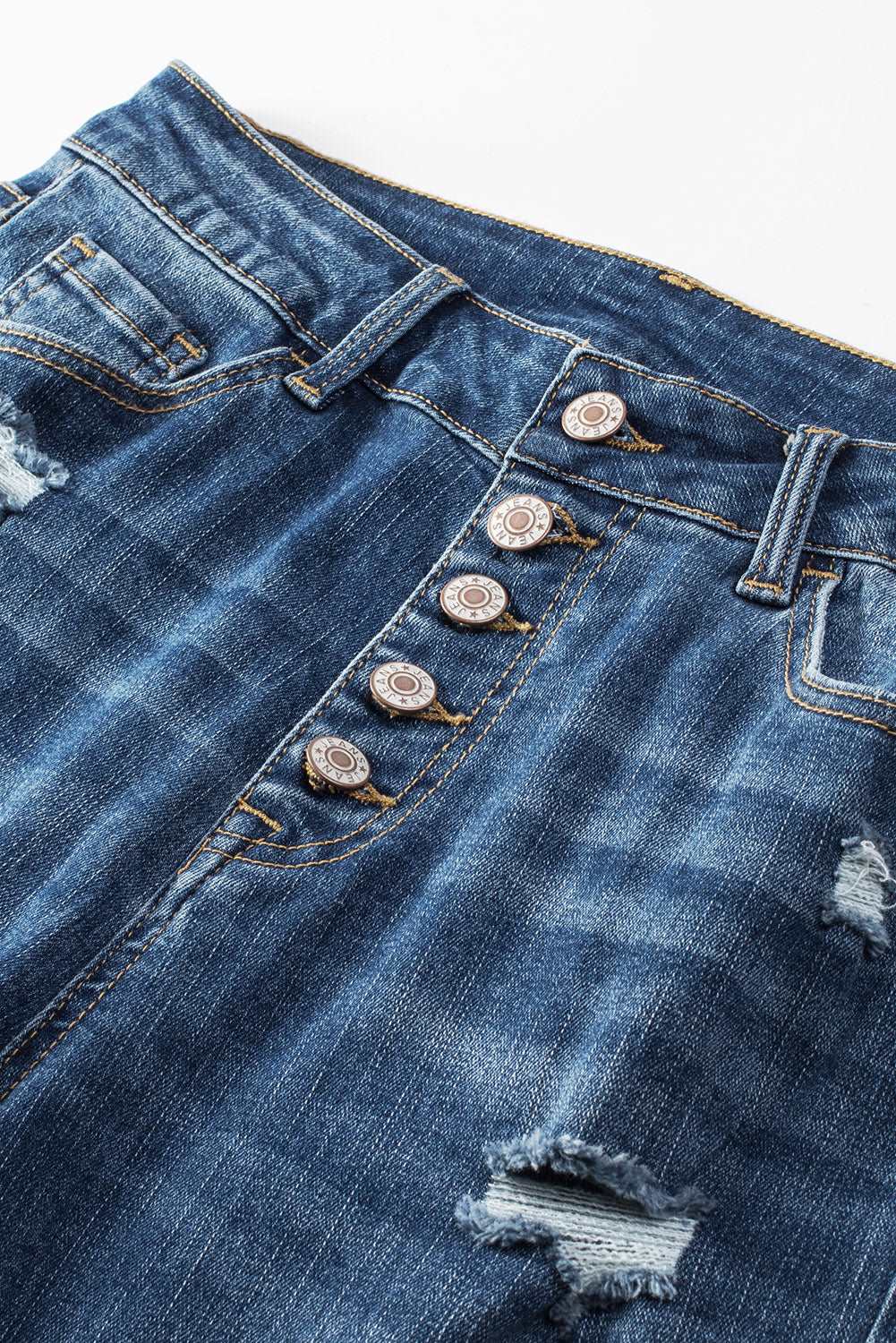 Button-Fly Distressed Jeans with Pockets Bottom wear