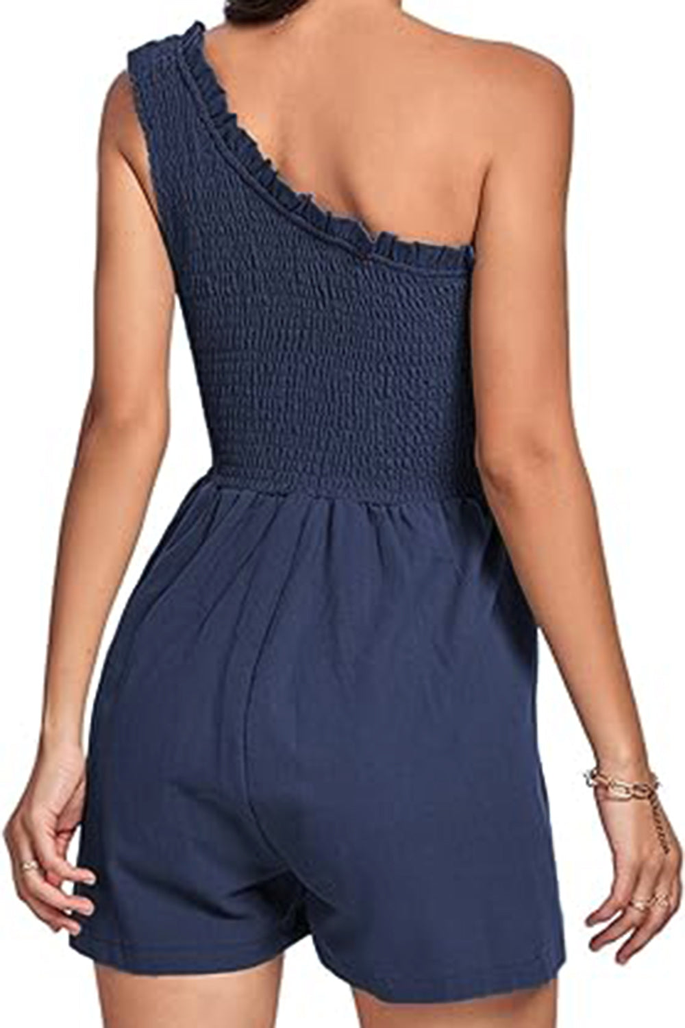 Smocked Single Shoulder Romper Bottom wear