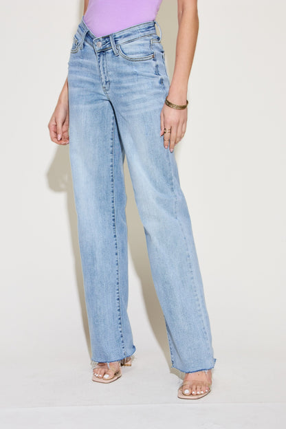 Judy Blue Full Size V Front Waistband Straight Jeans apparel & accessories