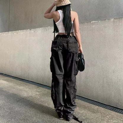 Street Hip-hop Trousers With Pockets Overalls apparels & accessories