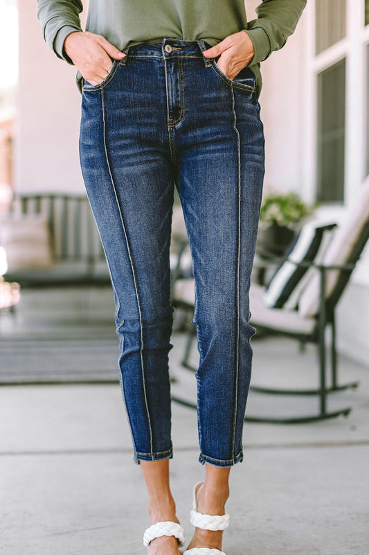 Slim Cropped Jeans with Pockets Bottom wear