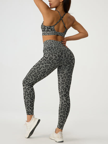 Leopard Crisscross Top and Leggings Active Set apparel & accessories