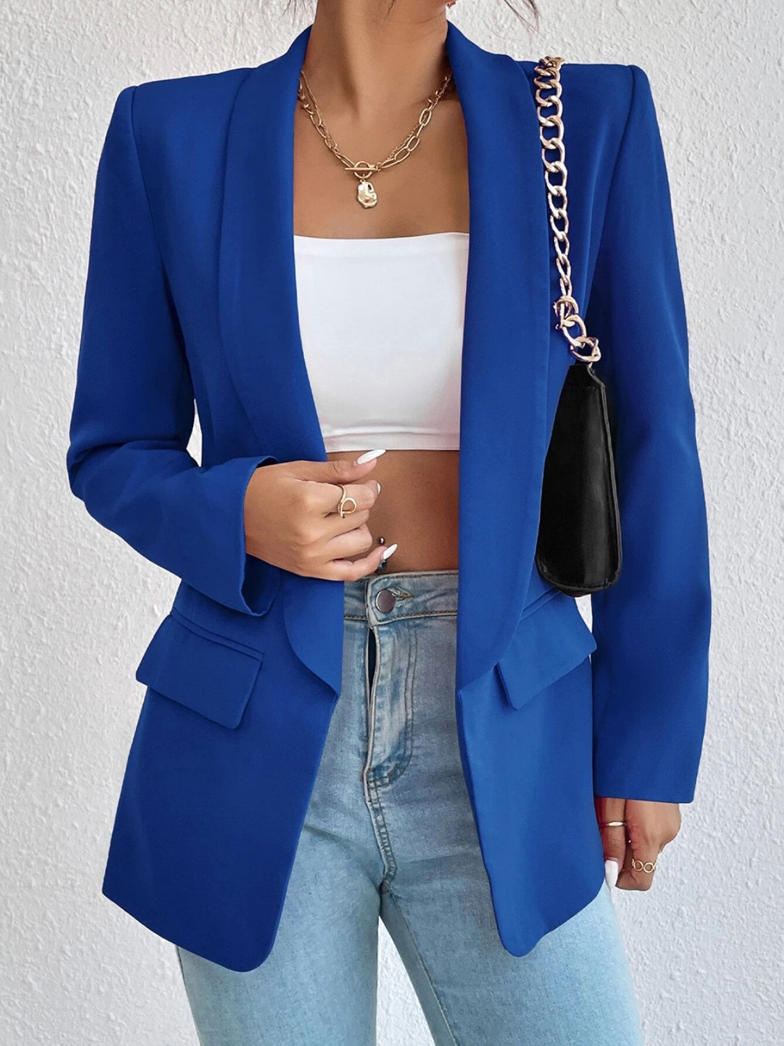 Shawl Collar Long Sleeve Blazer Accessories for women