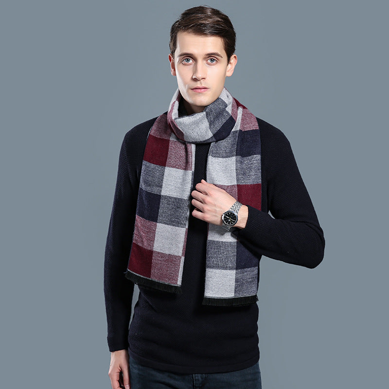 Simple Plaid Warm Keeping Artificial Cashmere Scarf Men's Scarves