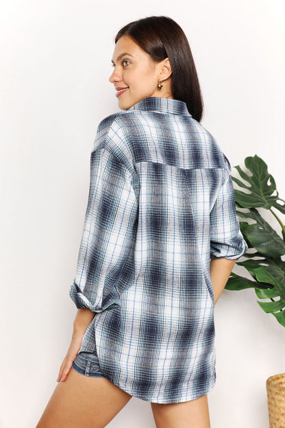 Plaid Dropped Shoulder Shirt Dresses & Tops