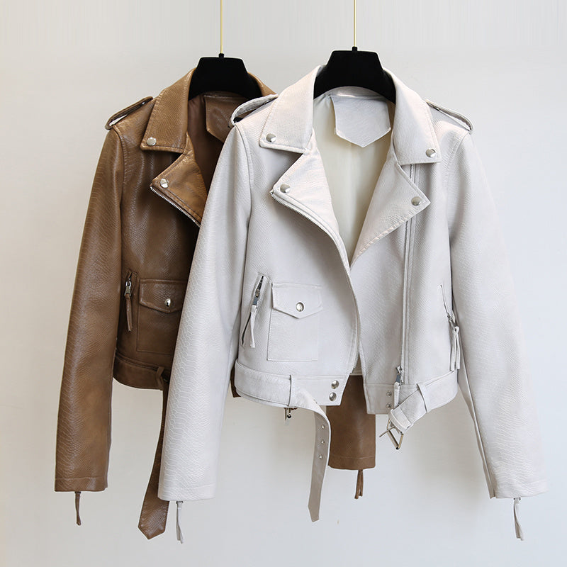 Women's Short Leather Jacket Spring And Autumn apparels & accessories