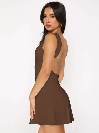 Backless Wide Strap Mini Dress Dresses & Tops