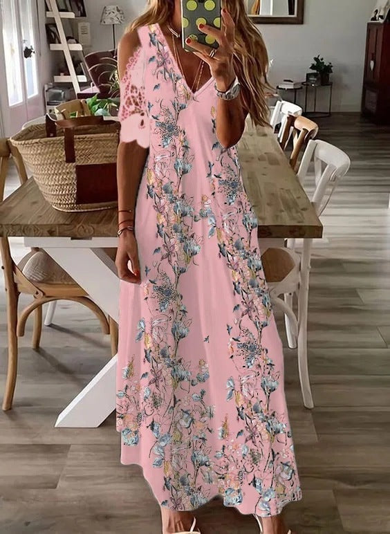 Women's Summer Floral Short Sleeve Printed Bohemian Dress apparels & accessories